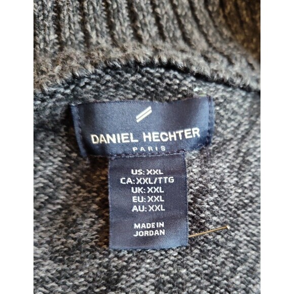 Daniel Hechter Paris Sweater Mens XXL Cardigan Front Zipper Black Gray Pockets - Picture 7 of 8